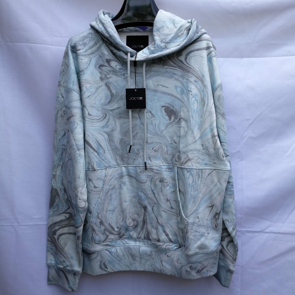 (NWT)Joe's Jeans Men's Marble Tie-Dye French Terry Fleece Hoodie Size:M/Cornflow